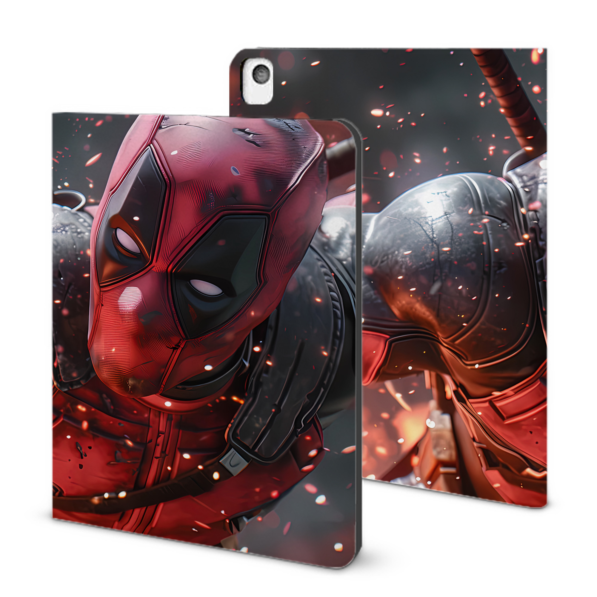 （画像用） Deadpool デッドプール IPadケース ペンホルダー付き ブックスタイルデザイン